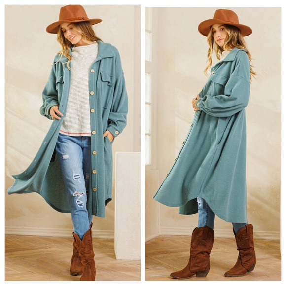 #33 Most Fabulous Stretch Front Button Down Long Coat - Picture 1 of 4